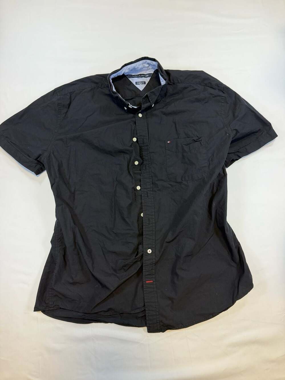 Tommy Hilfiger Classic Fit Short Sleeve Button Down Shirt Black